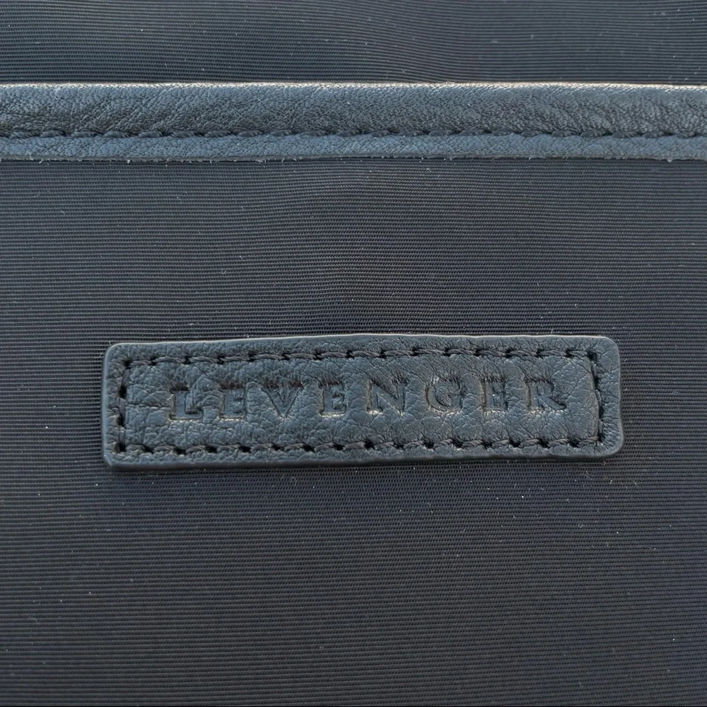LEVENGER Black Nylon & Leather Trim Soft Padded Laptop Sleeve Case Folio